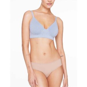 ThirdLove Form 360 Fit Wireless Bra Padded Lined Heather Blue Size Large